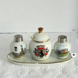 Vintage Berlin Souvenir Salt & Pepper Condiment Set KRONACH Bavaria Porcelain